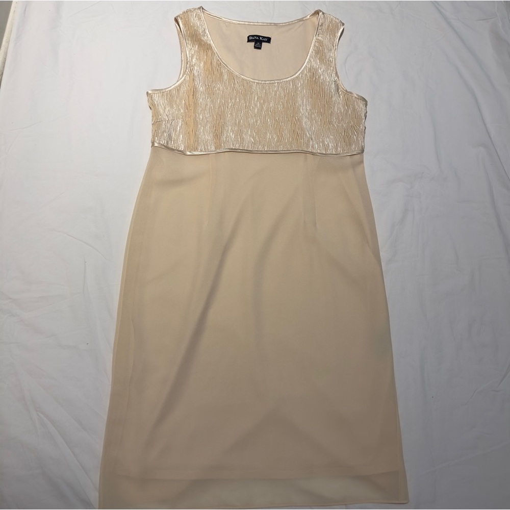Dana Kay Cream White Midi Formal Dress Size 12 Y2K 90s Empire Style Vintage unif